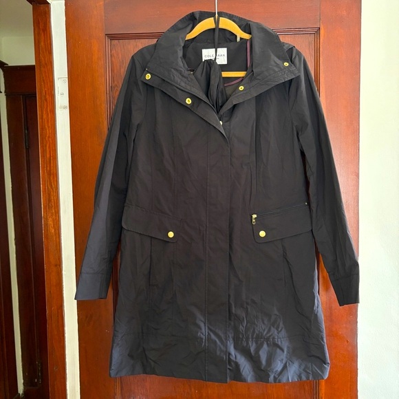 Cole Haan Black Packable Hooded Rain Jacket - Picture 1 of 10